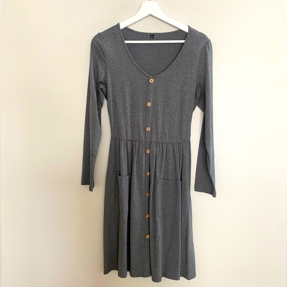 Gray Skater Dress Round Neck - Picture 1 of 4